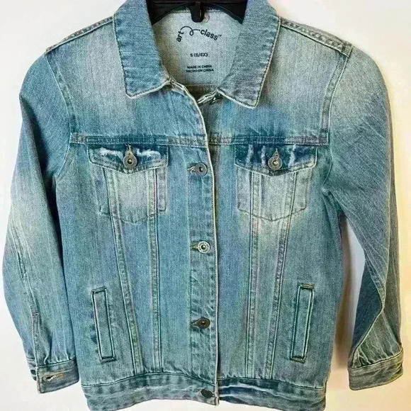 Art Class Denim Jacket with Embrace Your Inner Rose on back - Picture 2 of 7